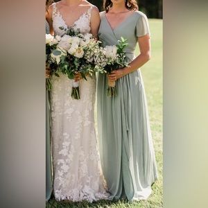 Revelry Harper Chiffon Faux Wrap Dress. SAGE green #908. Size 8.